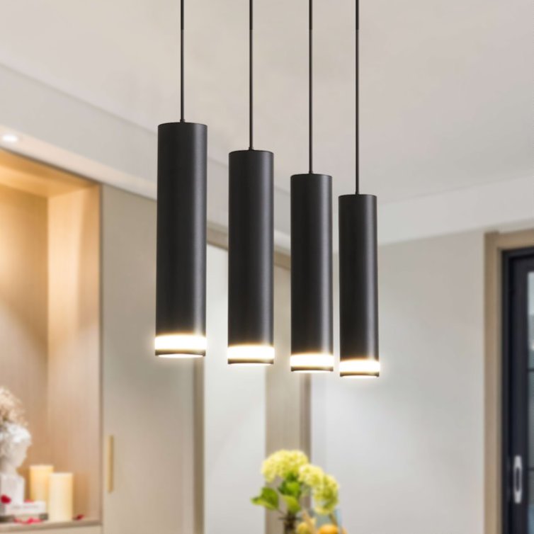 Angelina 6-Light Matte Black Linear Pendant – 39" Kitchen Island Chandelier – Industrial Modern