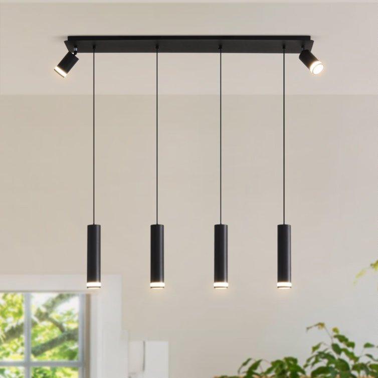 Angelina 6-Light Matte Black Linear Pendant – 39" Kitchen Island Chandelier – Industrial Modern