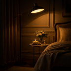 Soleil Adjustable Arc Floor Lamp — Black & Gold Industrial, 48"–65"