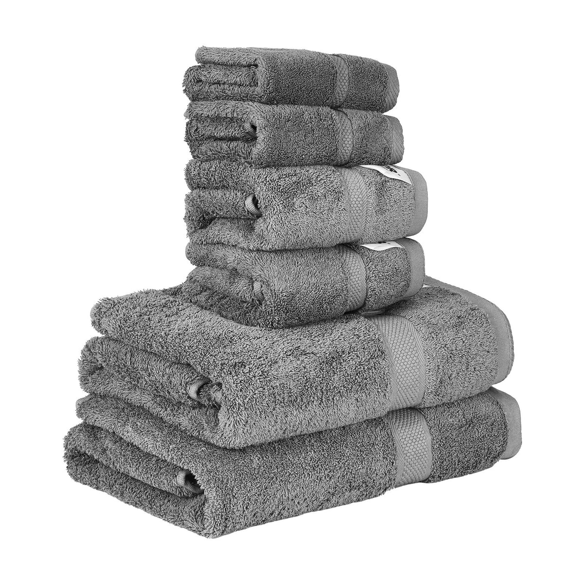 Bath Towel Set 6 Piece Grey for Bathroom