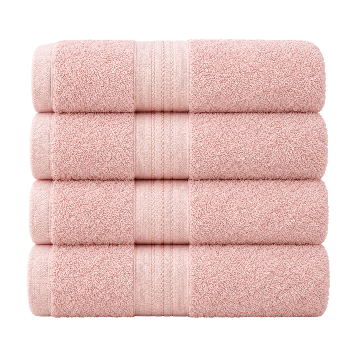 Cotton Bath Towels, Set of 4, Pink, 28 x 55 Inch Extra Large, Soft, Absorbent and Quick Drying, Machine Washable Towels for Bathroom, Gym and Travel