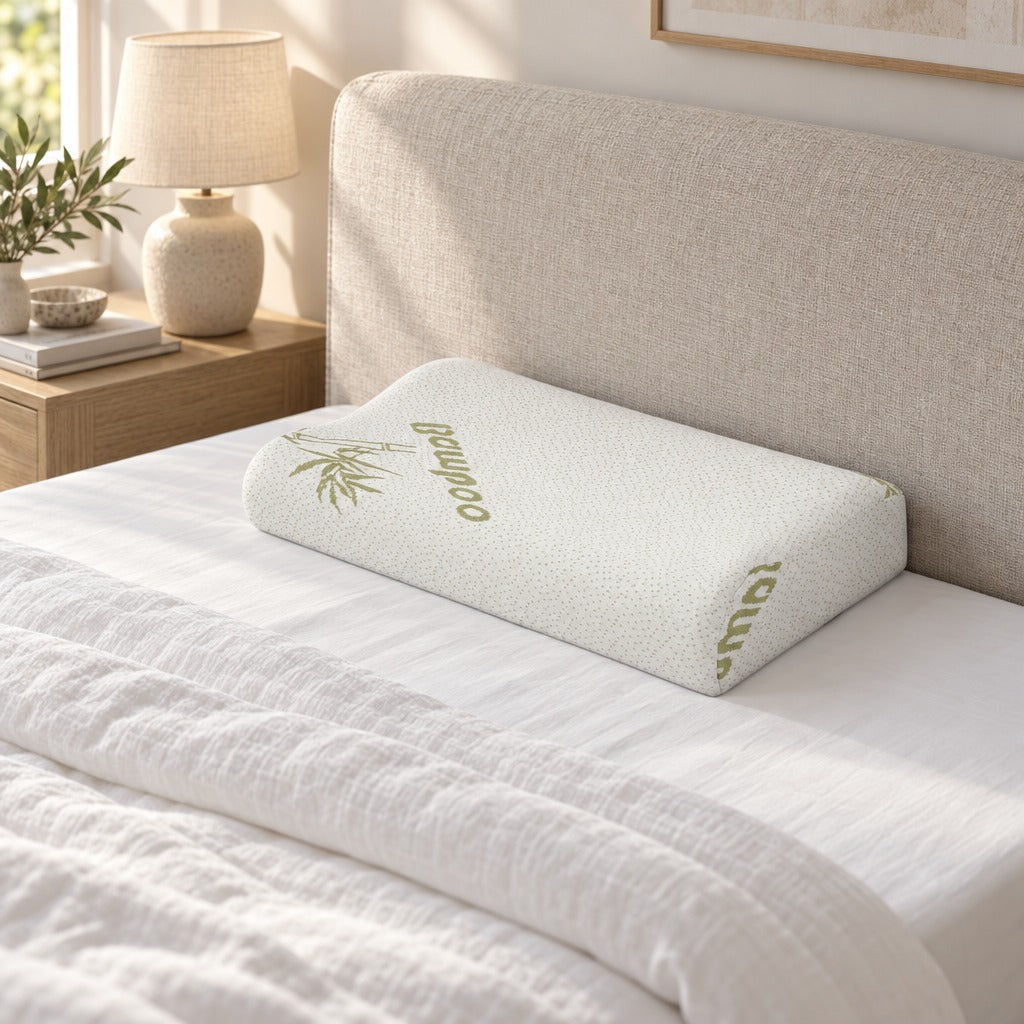 Contour Memory Foam Pillow, Small, 19.7 x 11.8 x 3.9 Inch, Wave Shape with Two Heights, Zip Off Washable Cover, for Side and Back Sleepers