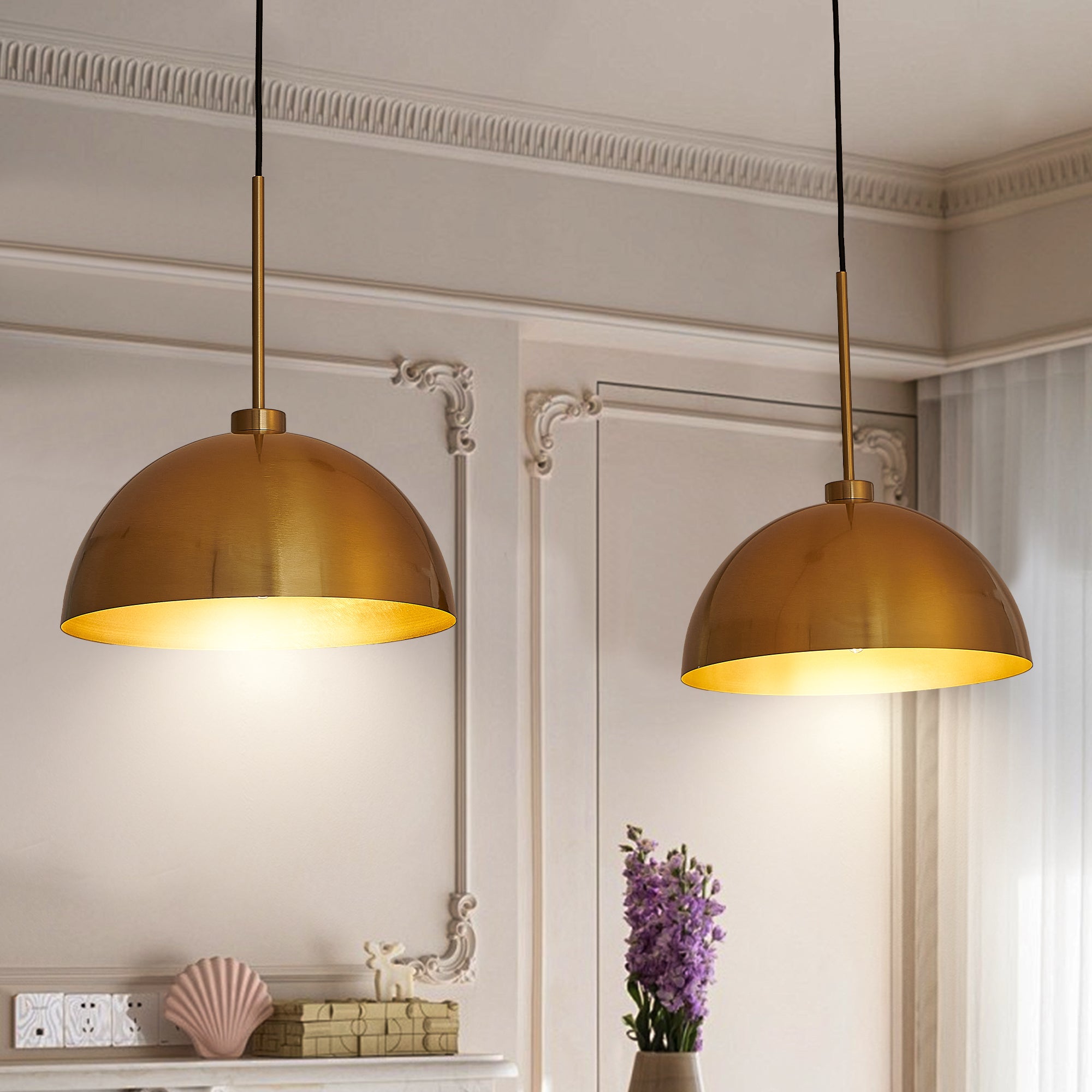 41" Copper Double Pendant Light – Industrial Modern Hanging Fixture – Dining & Kitchen Ceiling Lamp