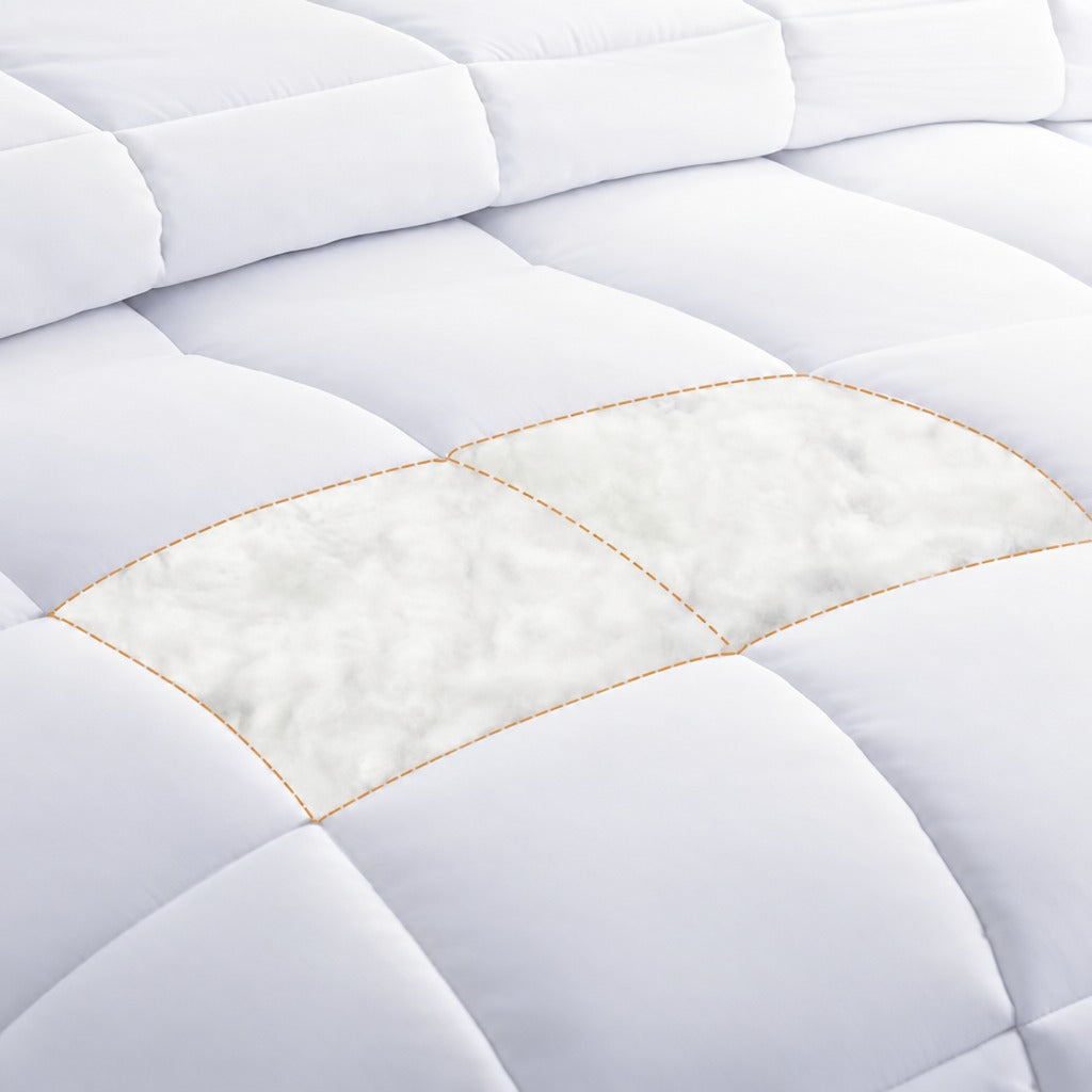 Down Alternative Comforter Twin, 64 x 88 Inch, White, All Season Quilted Duvet Insert with Corner Tabs, Reversible, Stitched Quilting