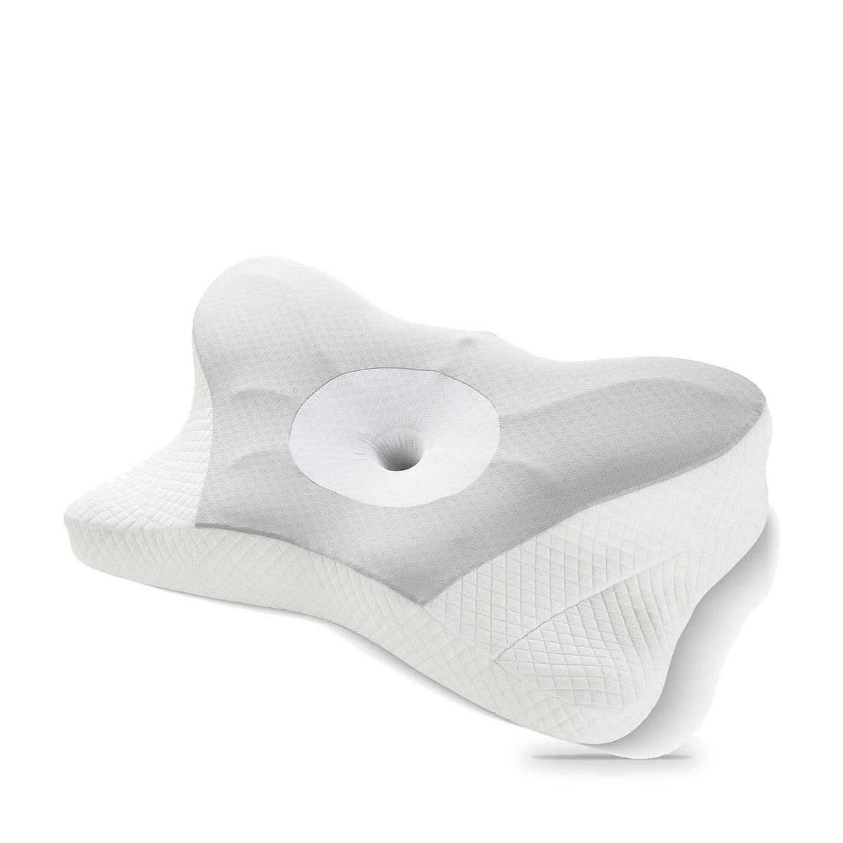 Cervical Pillow, Contour Memory Foam Bed Pillow with Two Heights, Firm, Gray or White, 24 x 13 x 5 Inch, for Side, Back and Stomach Sleepers