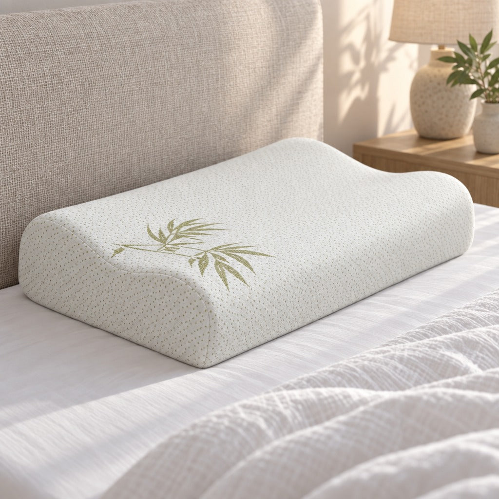 Contour Memory Foam Pillow shown in real use