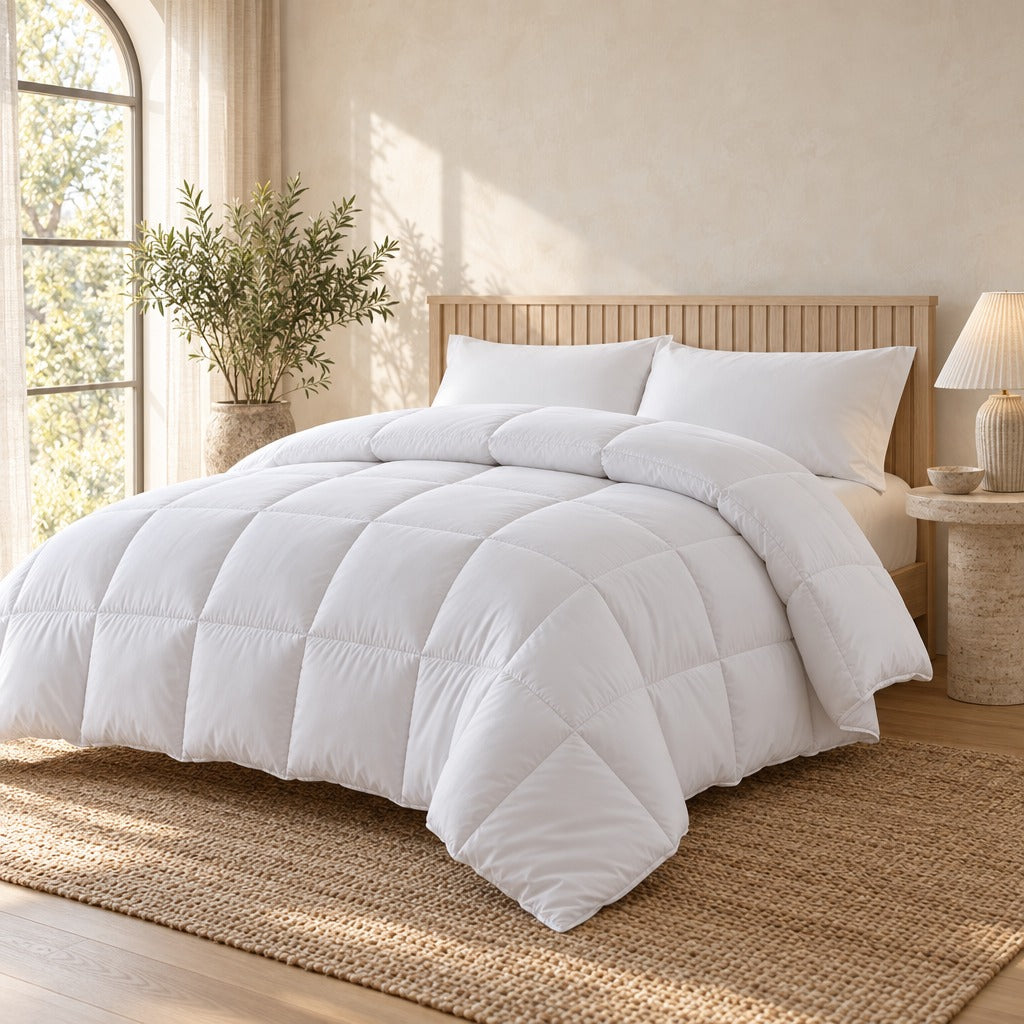 Down Alternative Comforter Queen, 88 x 88 Inch, White, Box Stitched, Reversible with Corner Tabs, Lightweight All Season Comforter