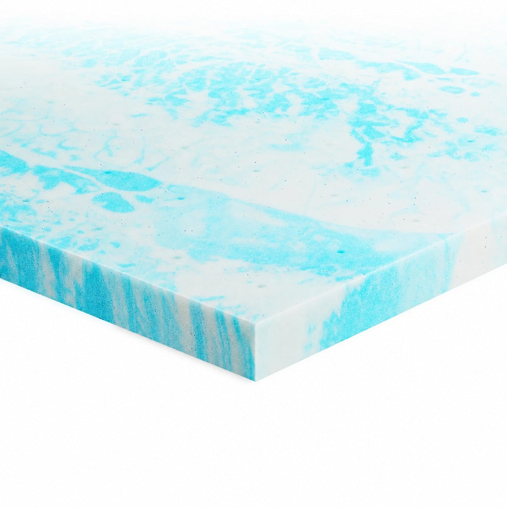 Gel Memory Foam Mattress Topper, 2 Inch, Twin Size, Blue Gel Infused High Density Foam, Foam Bed Topper for Twin Mattress