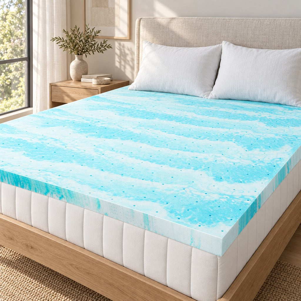 Gel Memory Foam Mattress Topper, 2 or 3 Inch, Twin, Twin XL, Full, Queen or King, High Density Gel Swirl Memory Foam Bed Topper