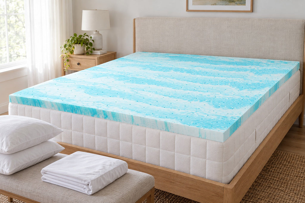Gel Memory Foam Mattress Topper, 2 or 3 Inch, Twin, Twin XL, Full, Queen or King, High Density Gel Swirl Memory Foam Bed Topper