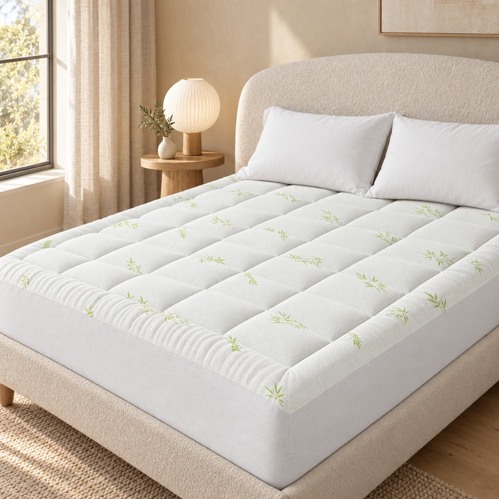 Mattress Protector Pad Full Size, Thickened Mattress Pad with Rayon from Bamboo Fill, Deep Pocket Fits 8 to 16 Inch Mattress, Machine Washable