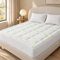Mattress Protector Pad Full Size, Thickened Mattress Pad with Rayon from Bamboo Fill, Deep Pocket Fits 8 to 16 Inch Mattress, Machine Washable