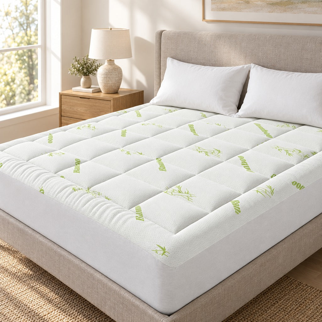 Mattress Protector Pad Full Size, Thickened Mattress Pad with Rayon from Bamboo Fill, Deep Pocket Fits 8 to 16 Inch Mattress, Machine Washable