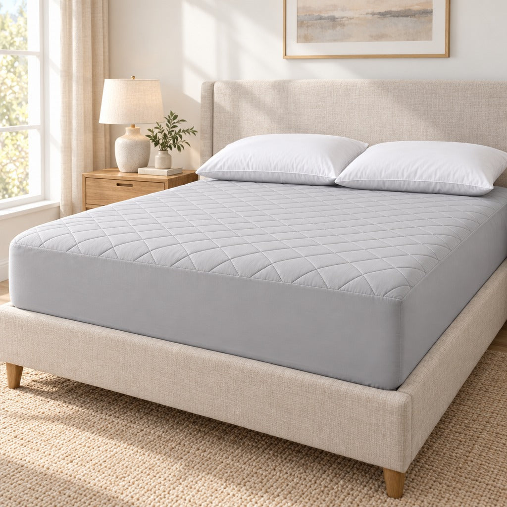 Waterproof Mattress Protector Queen, 60 x 80 Inch, Gray, Ultrasonic Quilted Diamond Grid Top, Mattress Protector for Queen Bed