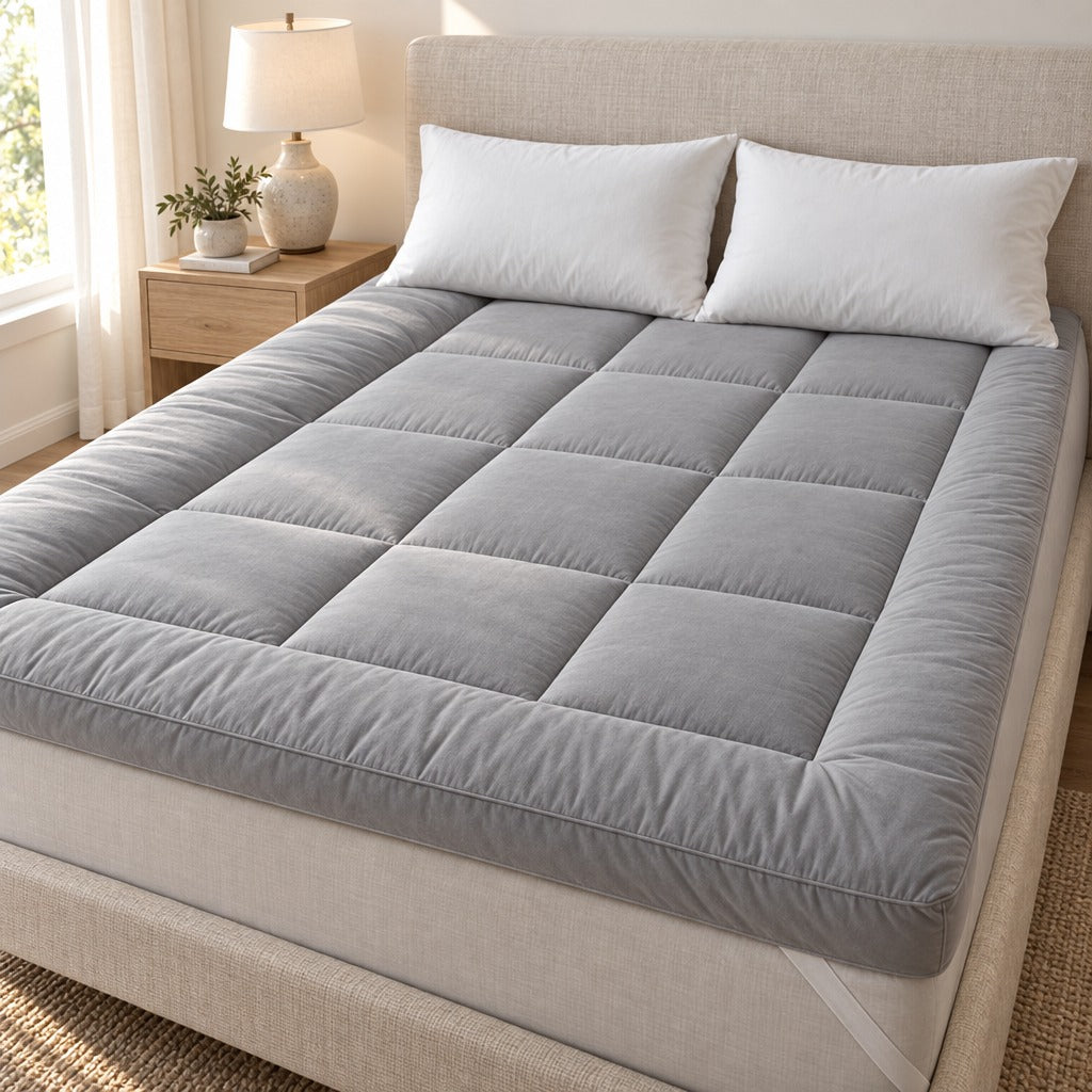 Mattress Topper Pad Queen, Gray, Topper Pad for Queen Mattress