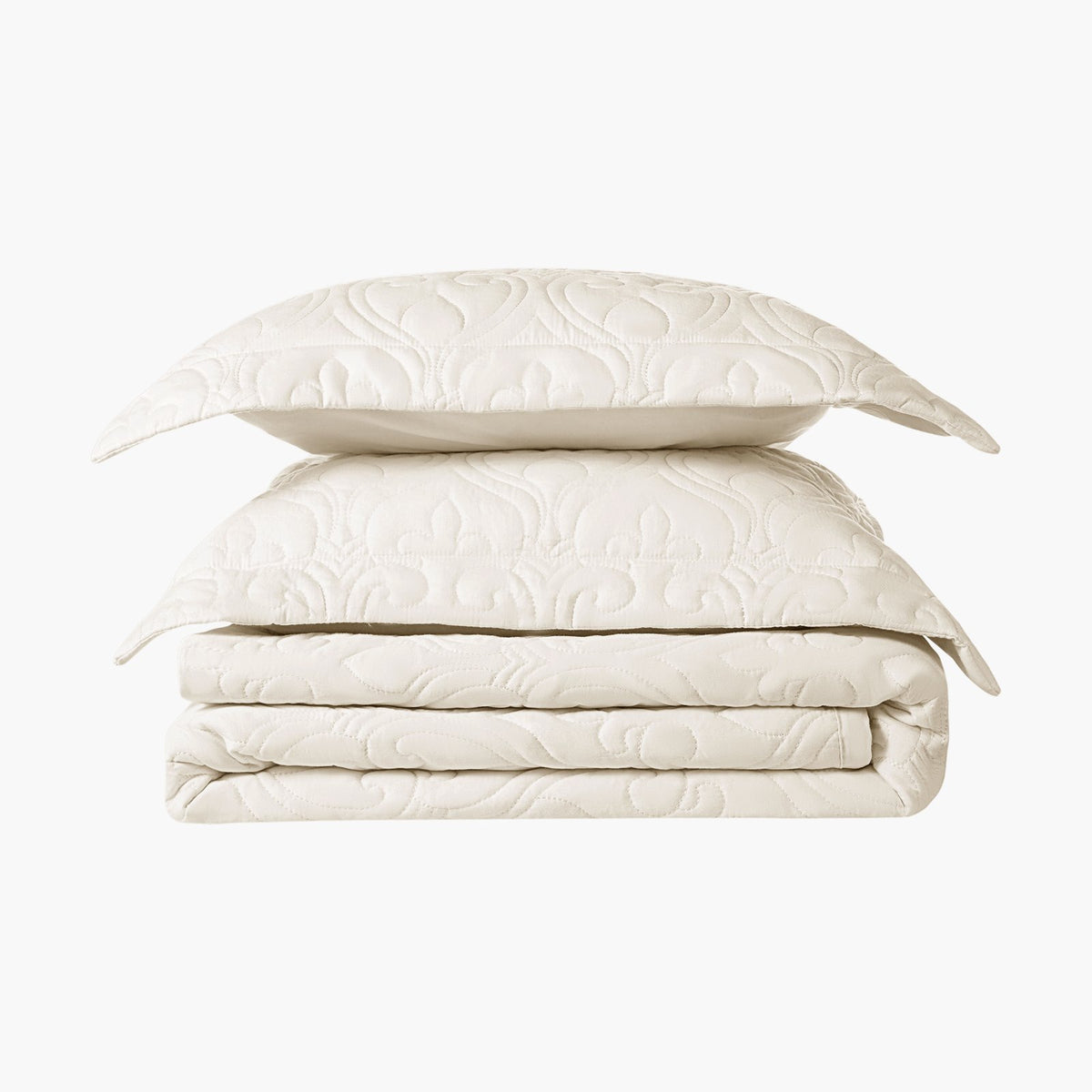 Quilt Set King 3 Piece Beige Bedspread with 2 Pillow Shams