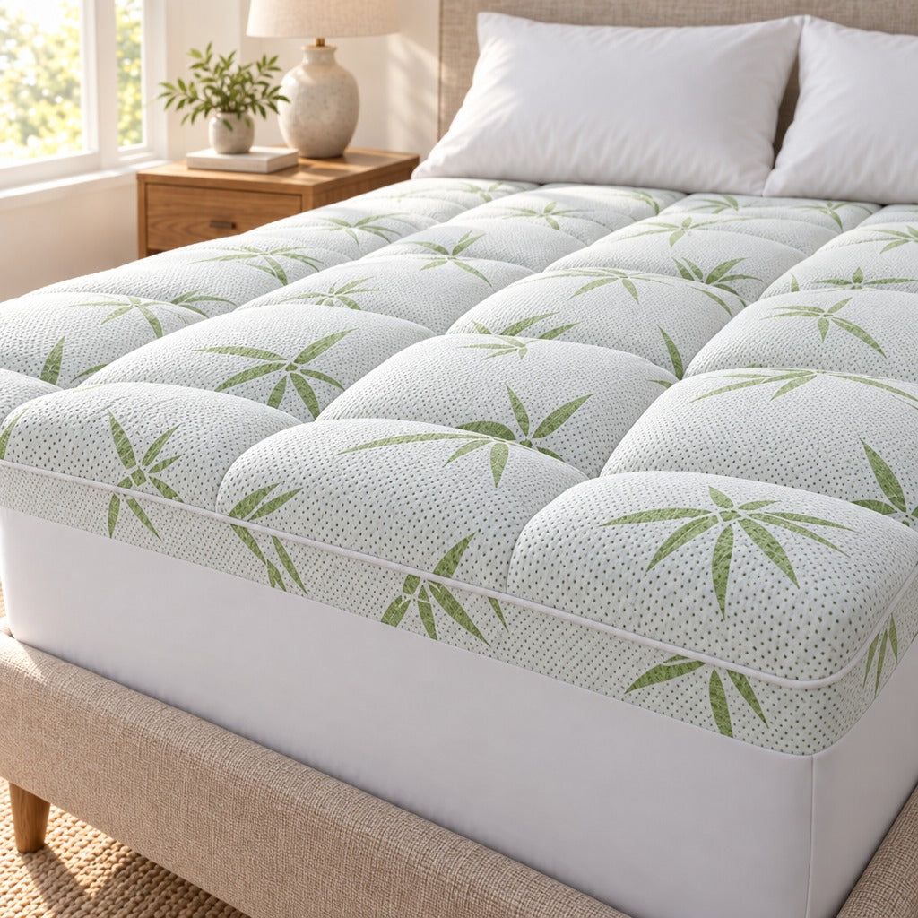 Quilted Mattress Topper Queen shown in real use