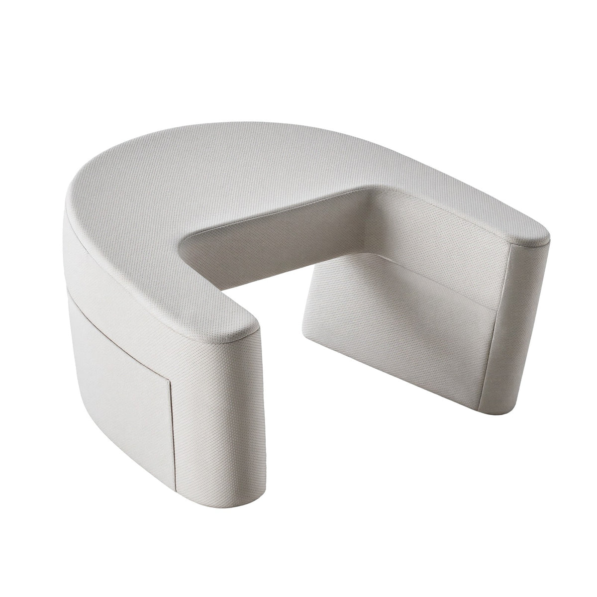 Light grey U-shaped reading pillow with arms on a white background