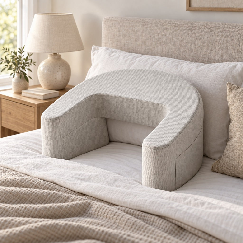 Reading Pillow with Arms, Arc Backrest Pillow for Sitting Up in Bed, on the Sofa or Floor, Doubles as a Knee Desk, 22.4 x 20.9 x 12.2 Inch