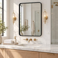 Rectangular Wall Mirror 22 x 30 Inch, Black Aluminum Frame Mirror with Rounded Corners for Bathroom Vanity, Entryway and Bedroom
