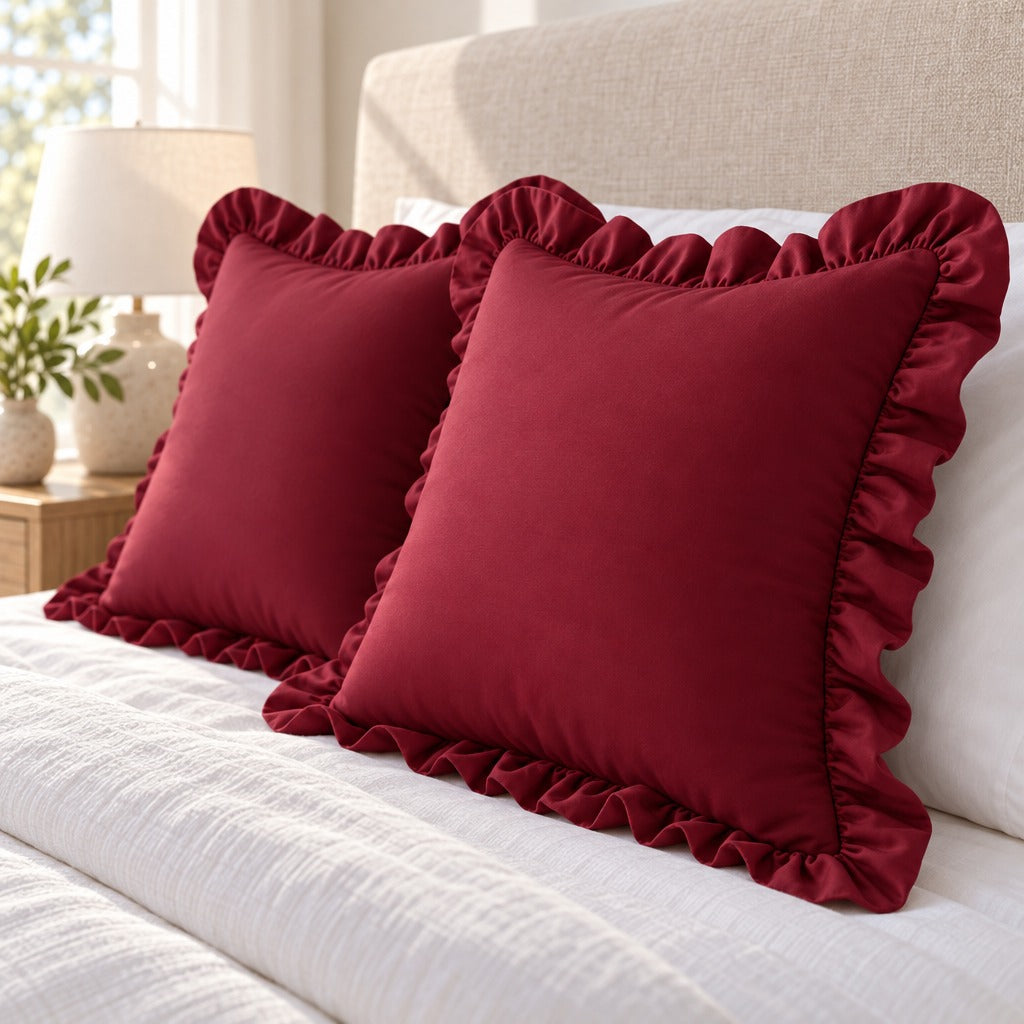 Ruffle Throw Pillow Covers shown in real use