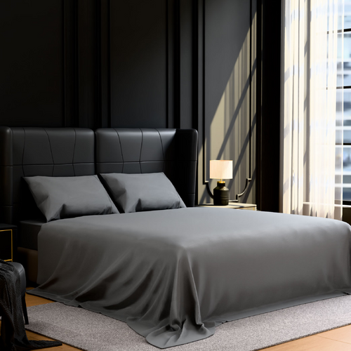 Brushed Microfiber Sheet Set King, 4 Piece, Grey, 90 GSM, 14 Inch Deep Pocket Fitted and Flat Sheet, 2 Pillowcases, Wrinkle and Fade Resistant