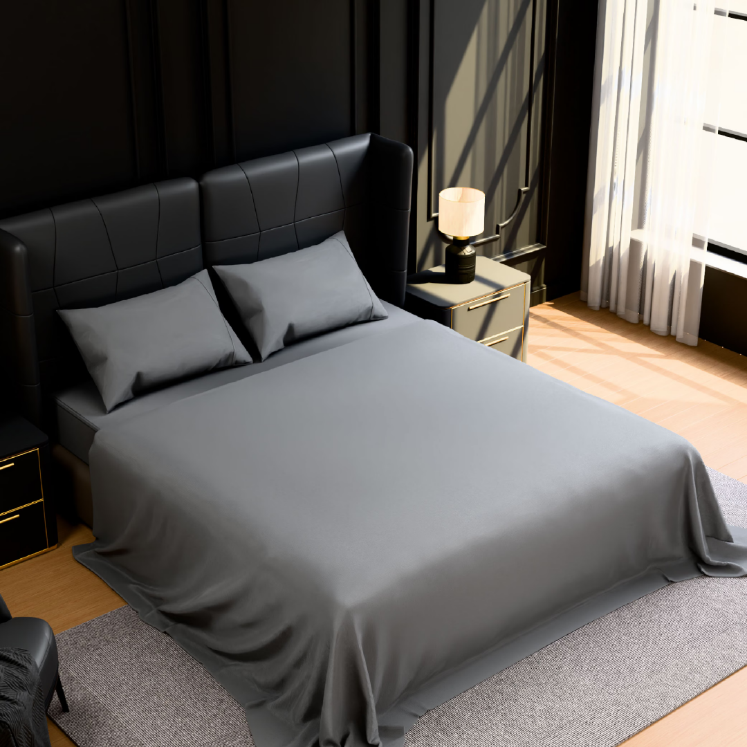 Brushed Microfiber Sheet Set King, 4 Piece, Grey, 90 GSM, 14 Inch Deep Pocket Fitted and Flat Sheet, 2 Pillowcases, Wrinkle and Fade Resistant