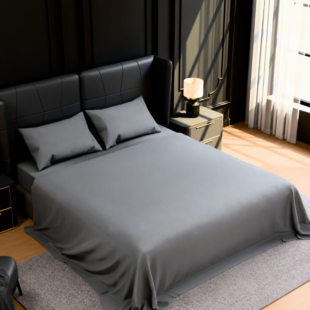 Brushed Microfiber Sheet Set King, 4 Piece, Grey, 90 GSM, 14 Inch Deep Pocket Fitted and Flat Sheet, 2 Pillowcases, Wrinkle and Fade Resistant