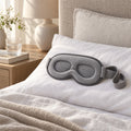Weighted Sleep Mask, 3D Blackout Eye Mask with Deep Contoured Eye Cups, Grey, Adjustable Strap, Earplugs and Storage Bag, for Sleep and Travel