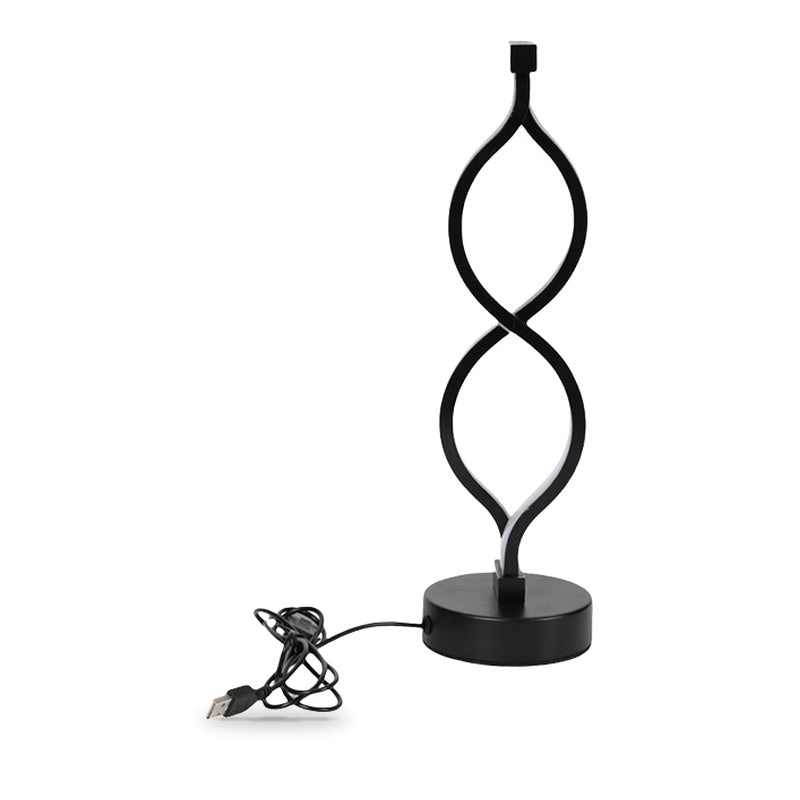 Table Lamp in a Modern Wave Shape, Spiral Acrylic LED Lamp with 3 Light Colors, USB Powered