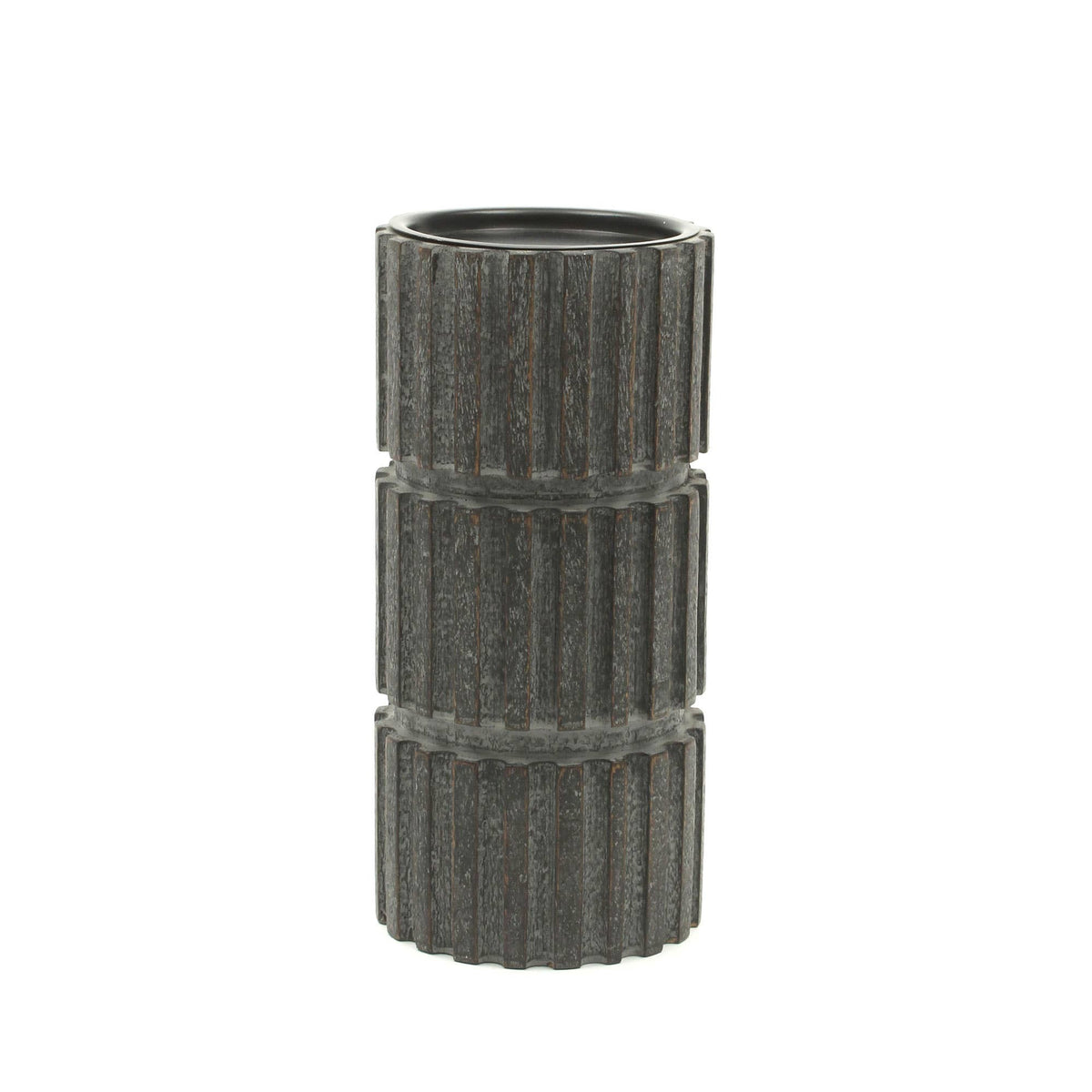 Wooden Candle Holder 4 x 12 Inch, Carved Wood Pillar Candle Stand for Large Candles, Centerpiece for Dining Table, Mantel and Coffee Table
