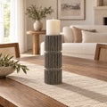 Wooden Candle Holder 4 x 12 Inch, Carved Wood Pillar Candle Stand for Large Candles, Centerpiece for Dining Table, Mantel and Coffee Table